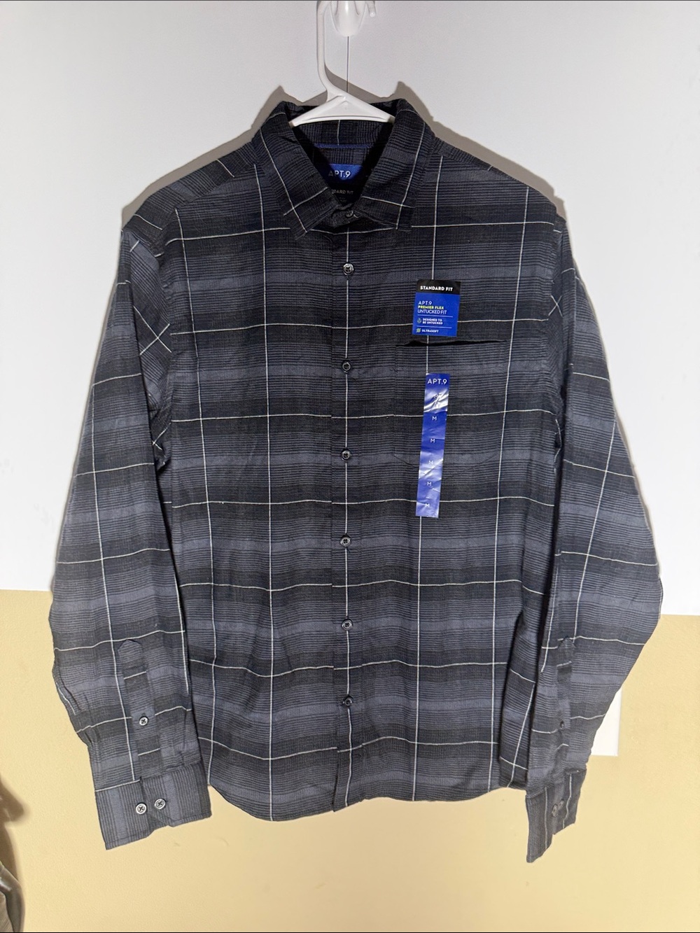 Apt. 9 Black and Gray Windowpane Dress Shirt